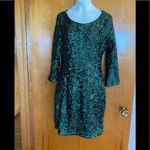 EXPRESS Long sleeve Green Sequin Dress